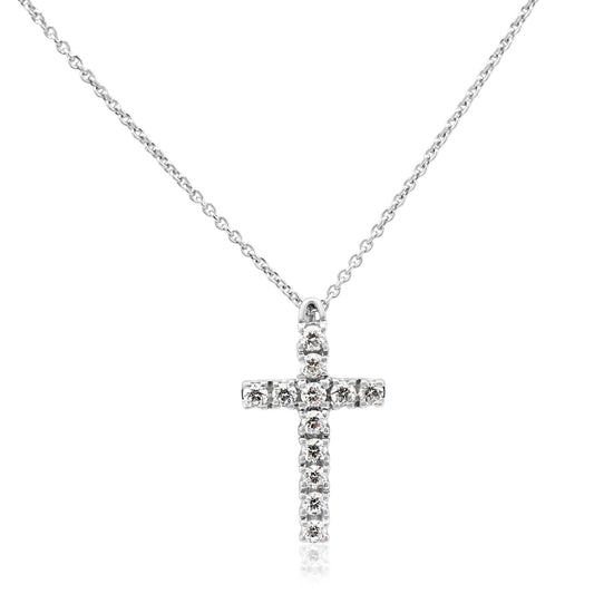 RABAT Brilliant Cut Diamond Cross On Chain - 18ct White Gold