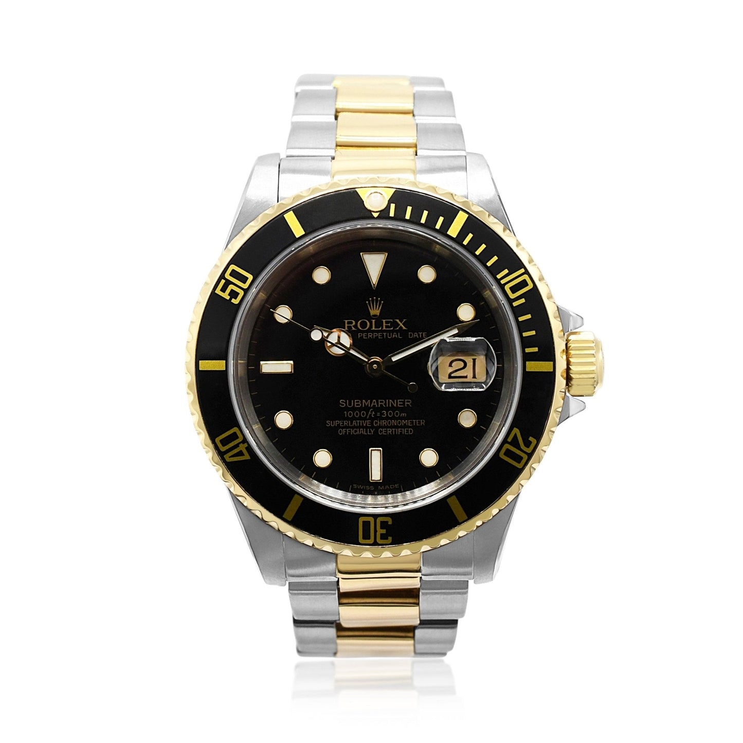 Rolex 40mm Submariner Steel & Yellow Watch Ref 16613
