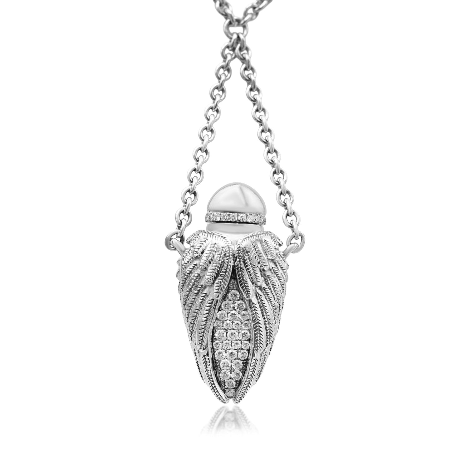 Theo Fennell Diamond Set Ampoule Pendant Necklace - 18ct White Gold