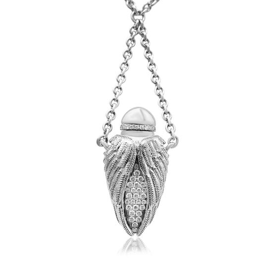 Theo Fennell Diamond Set Ampoule Pendant Necklace - 18ct White Gold