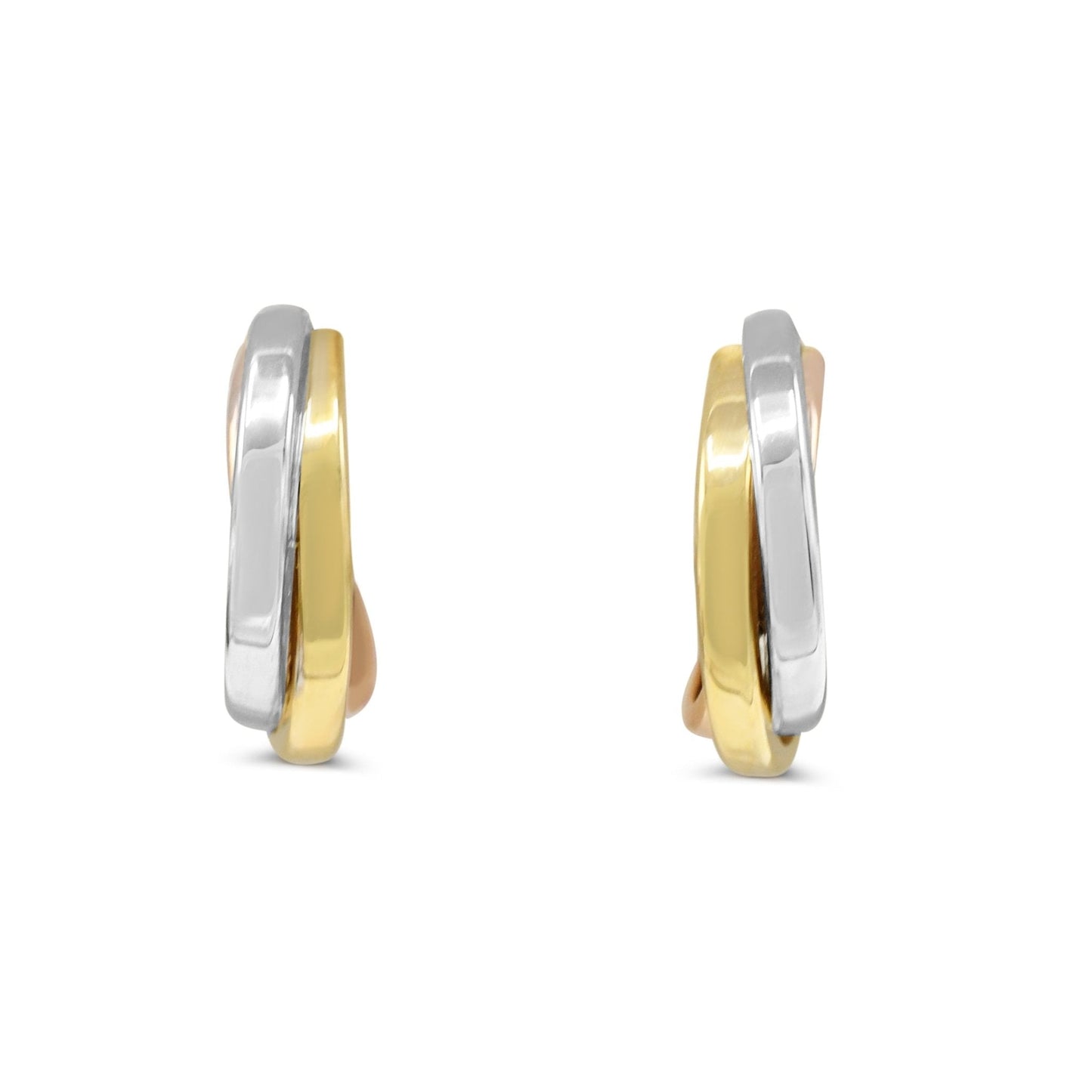 Three Colour Gold Hoop Earrings - 9ct Gold