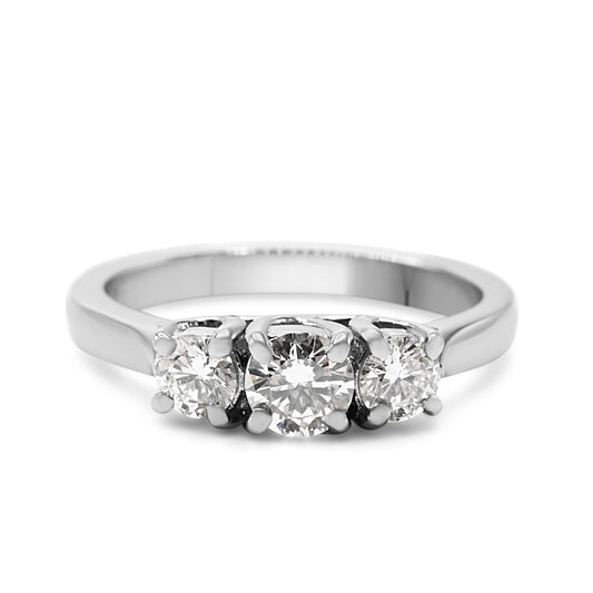Three Stone Brilliant Cut Diamond Ring - Platinum
