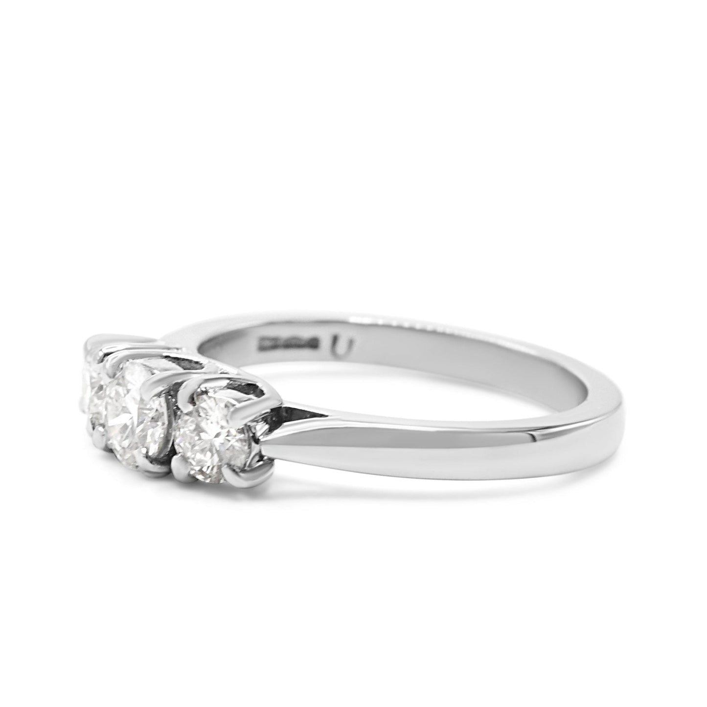 Three Stone Brilliant Cut Diamond Ring - Platinum