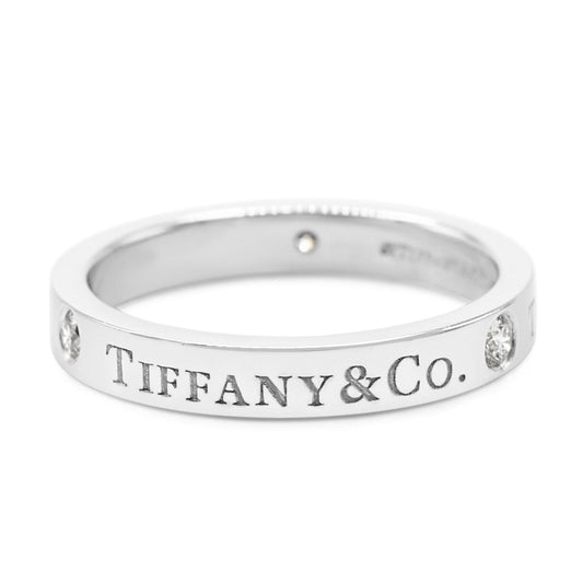 Tiffany 3 Stone Brilliant Cut Diamond 3mm Wedding Band
