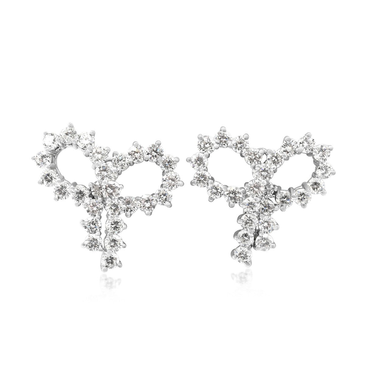 Tiffany Brilliant Cut Diamond Ribbon Design Earrings
