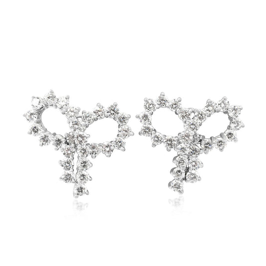 Tiffany Brilliant Cut Diamond Ribbon Design Earrings