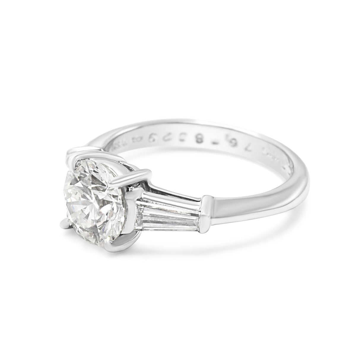 Tiffany & Co Platinum Solitaire Diamond Ring, Diamond Shoulders - Platinum