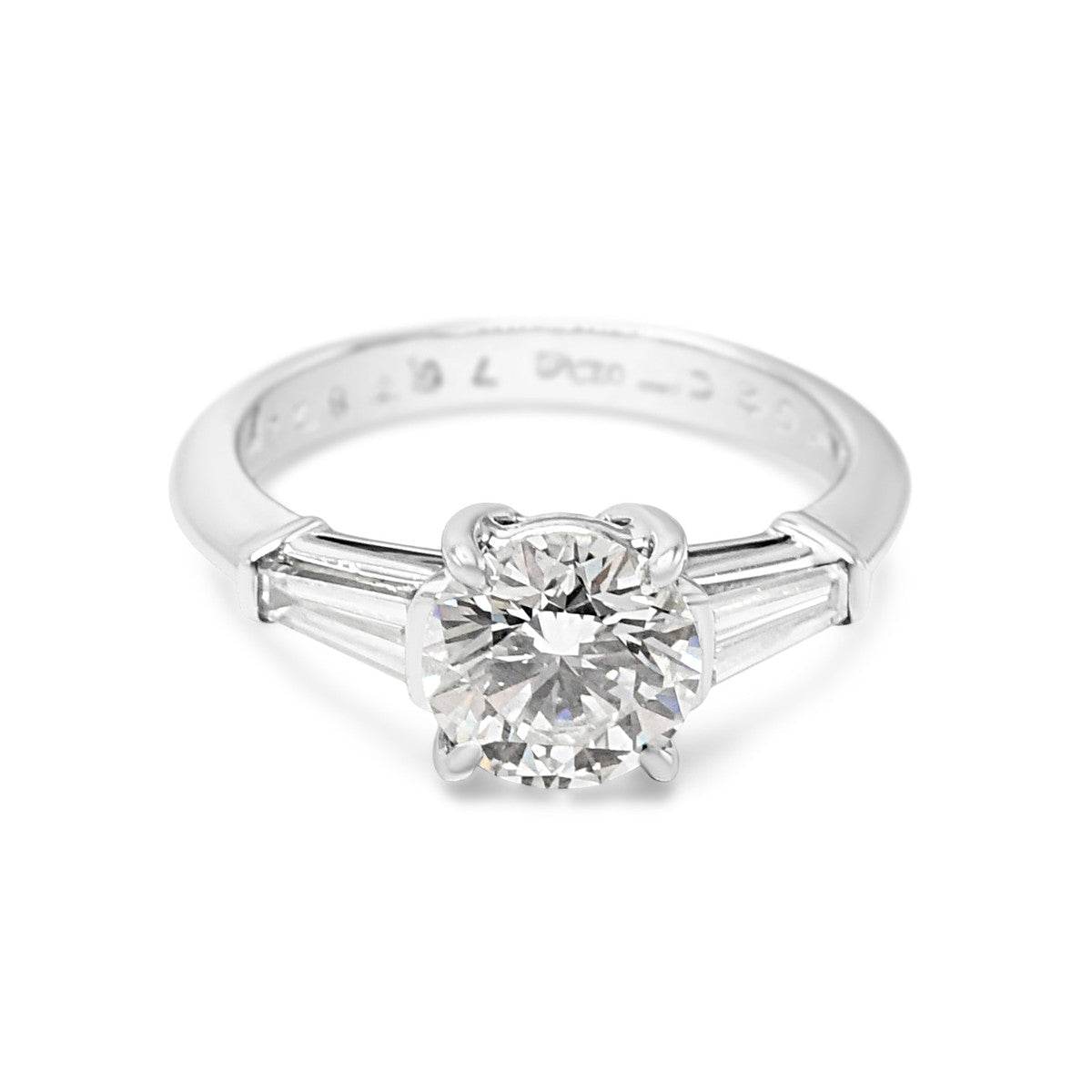 Tiffany & Co Platinum Solitaire Diamond Ring, Diamond Shoulders - Platinum