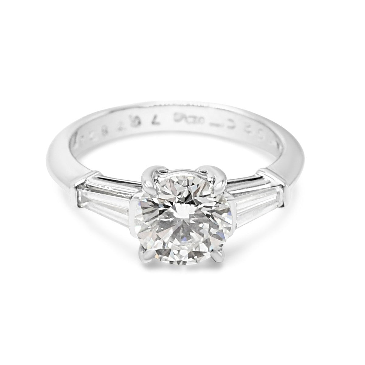 Tiffany & Co Platinum Solitaire Diamond Ring, Diamond Shoulders - Platinum