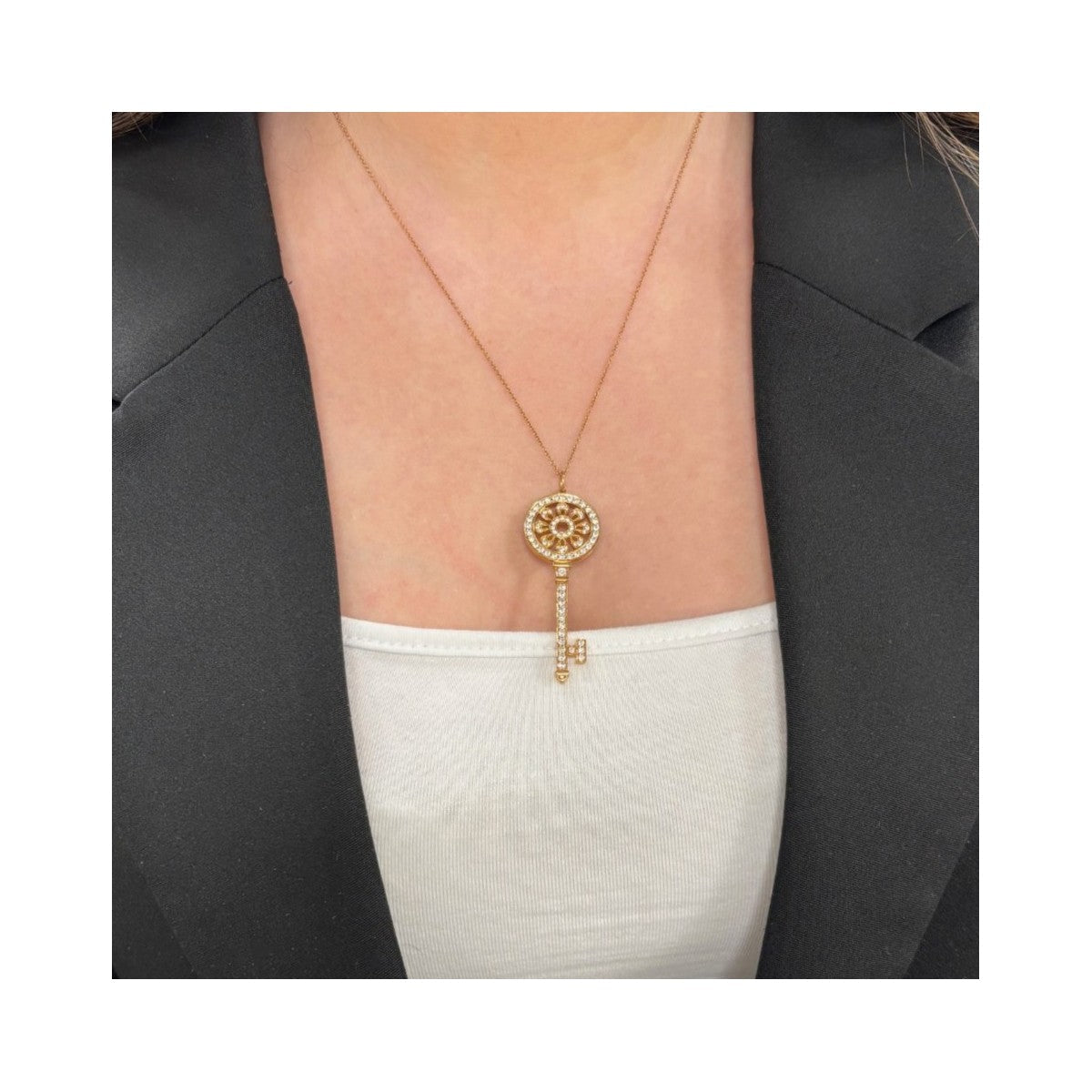 Tiffany Diamond Petals Key Pendant Necklace - Rose