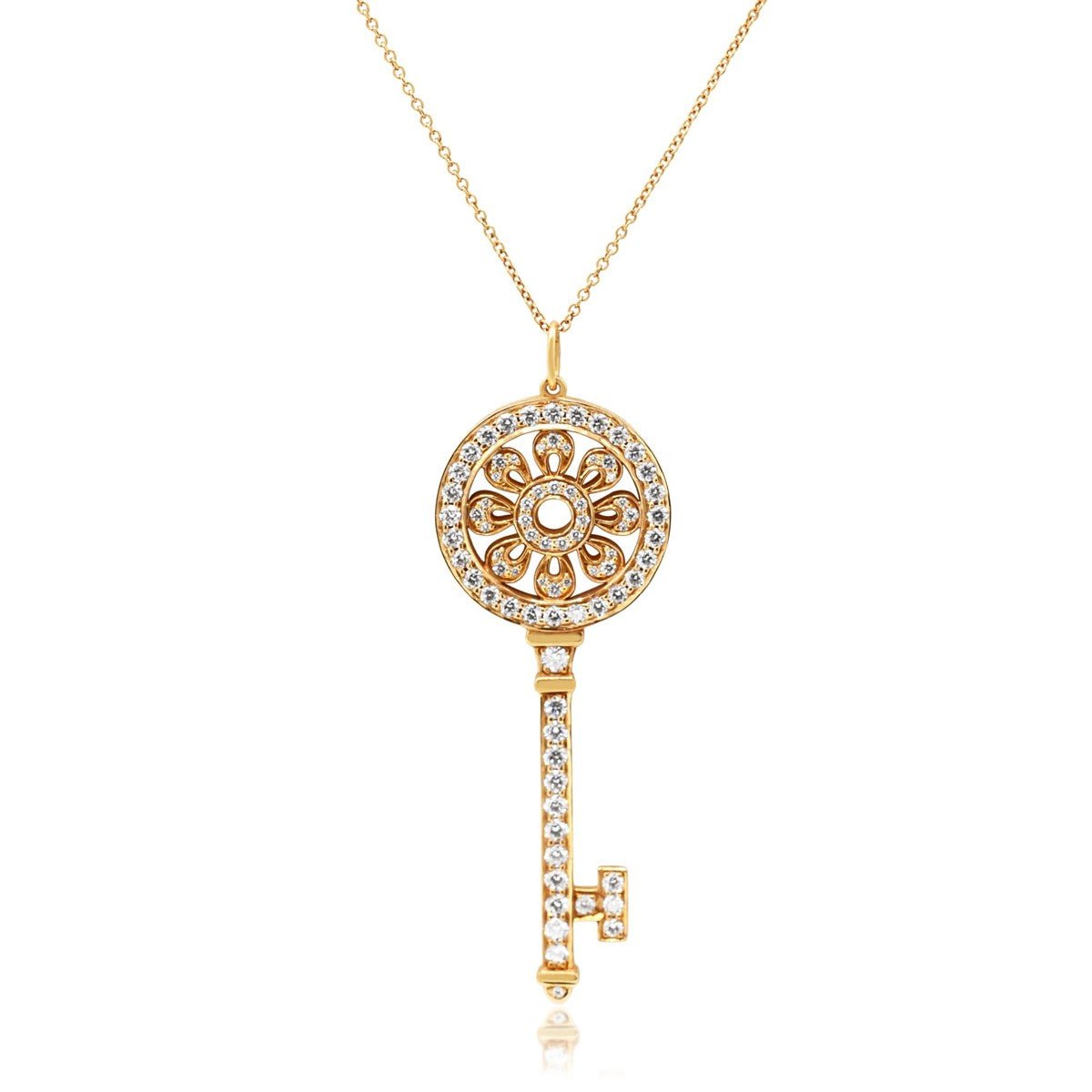 Tiffany Diamond Petals Key Pendant Necklace - Rose