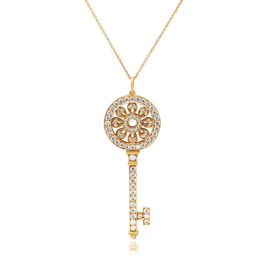 Tiffany Diamond Petals Key Pendant Necklace - Rose