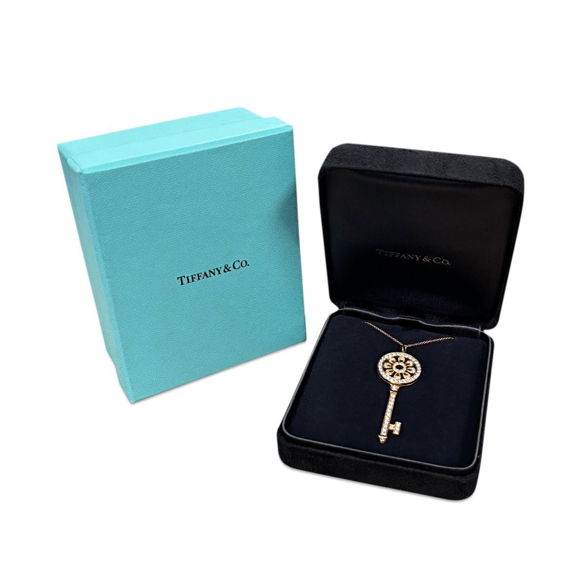 Tiffany Diamond Petals Key Pendant Necklace - Rose