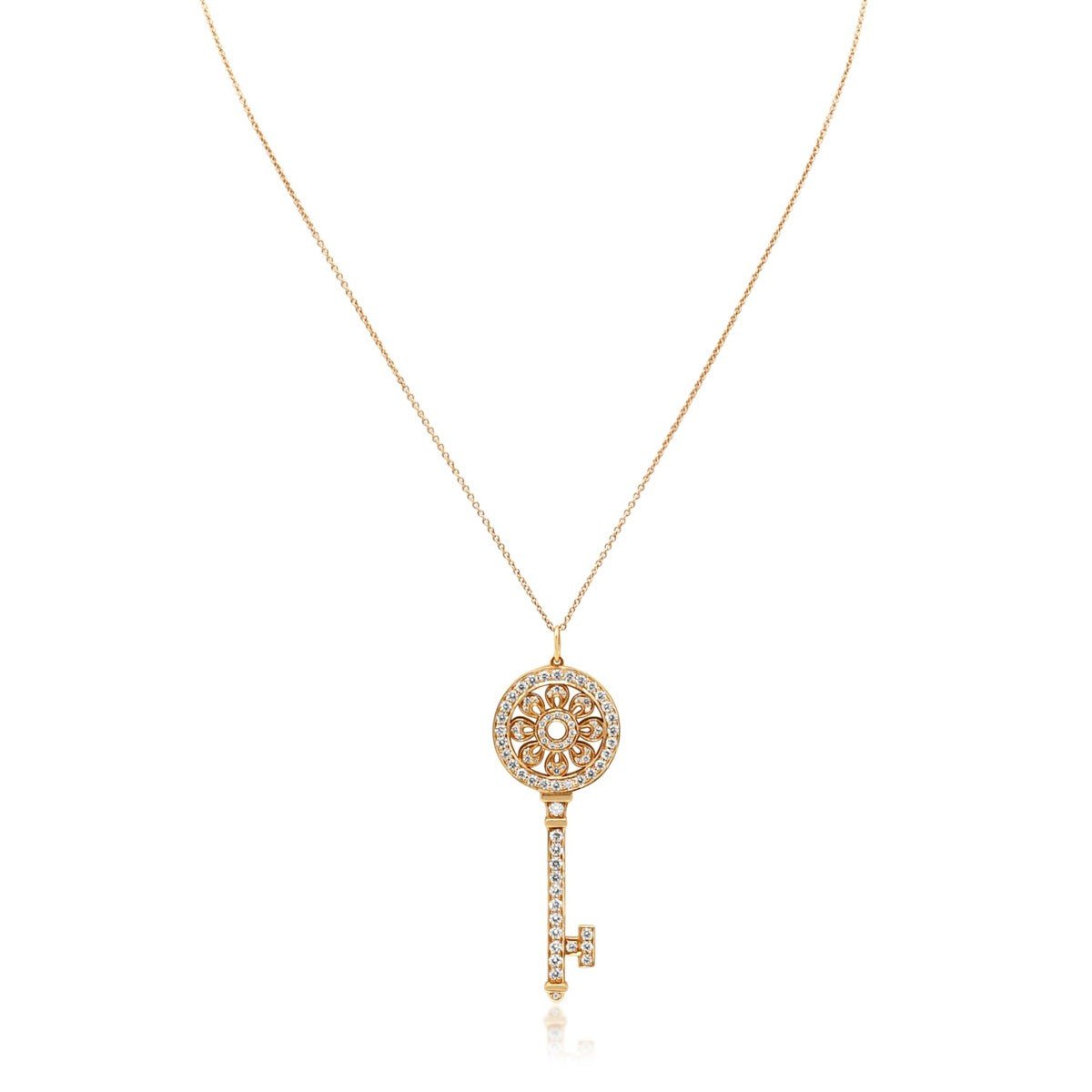 Tiffany Diamond Petals Key Pendant Necklace - Rose
