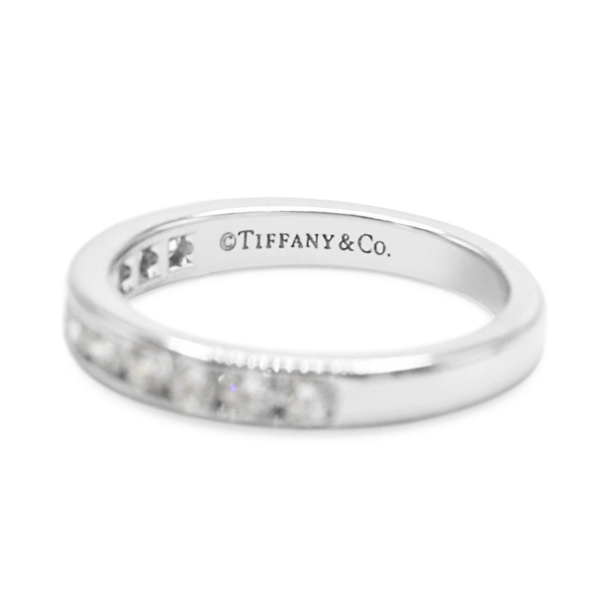 Tiffany Half-circle of Diamonds, 3mm Ring - Platinum