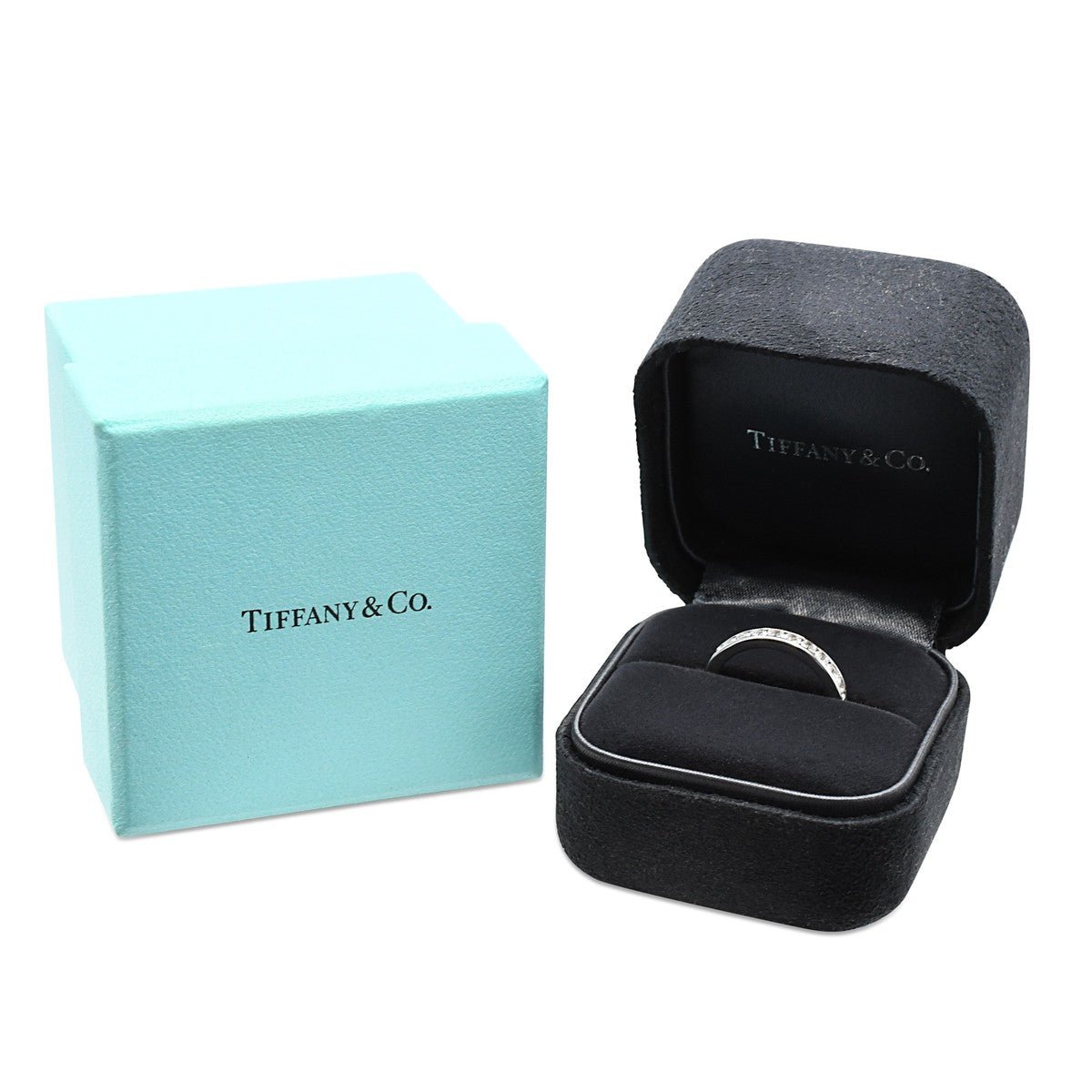 Tiffany Half-circle of Diamonds, 3mm Ring - Platinum