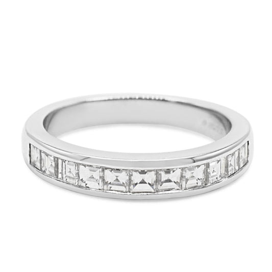 Tiffany Square Emerald Cut Diamond Half Eternity Ring - Platinum