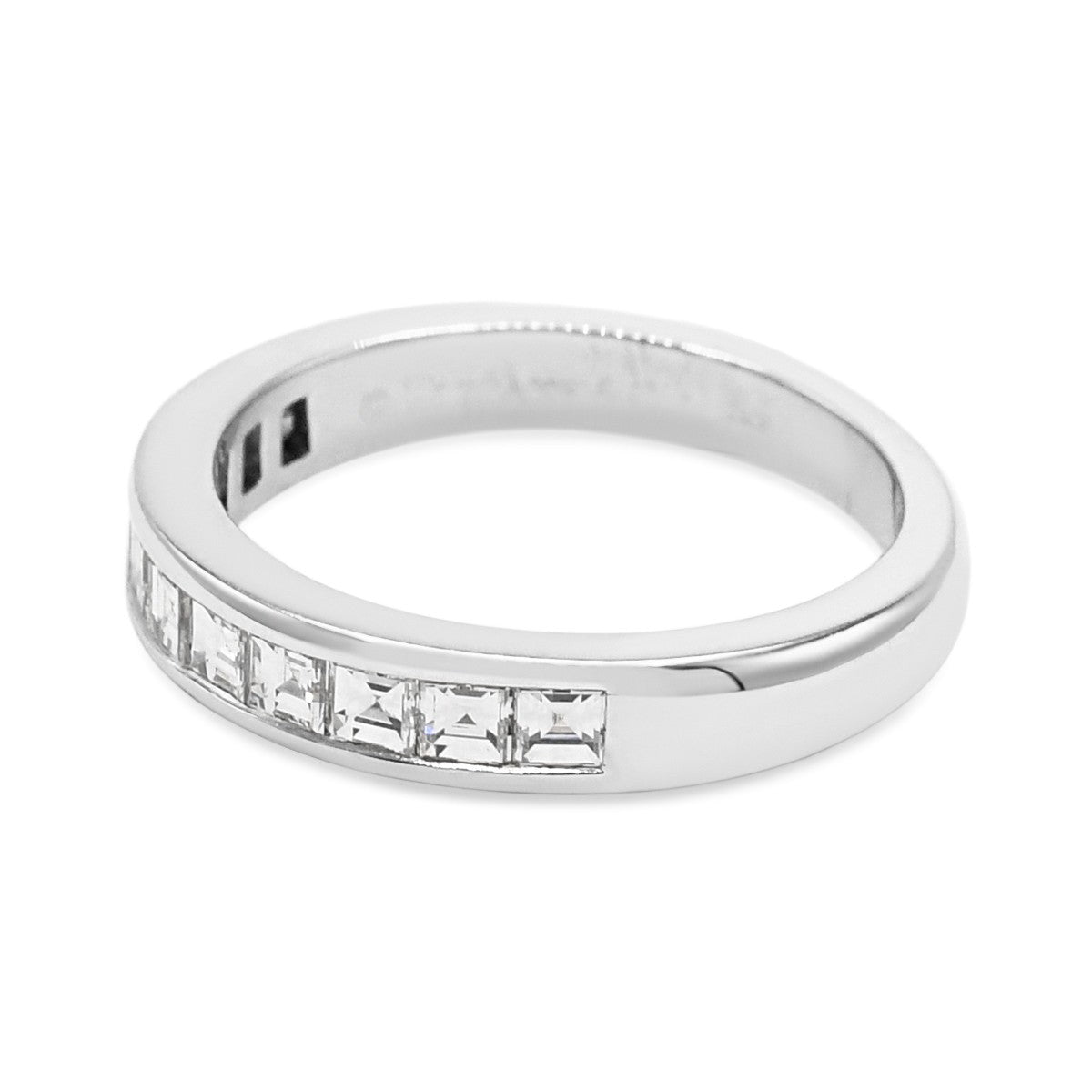 Tiffany Square Emerald Cut Diamond Half Eternity Ring - Platinum