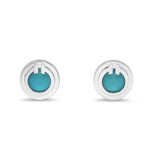 Tiffany T Turquoise Circle Earrings, Turquoise - 18ct White Gold